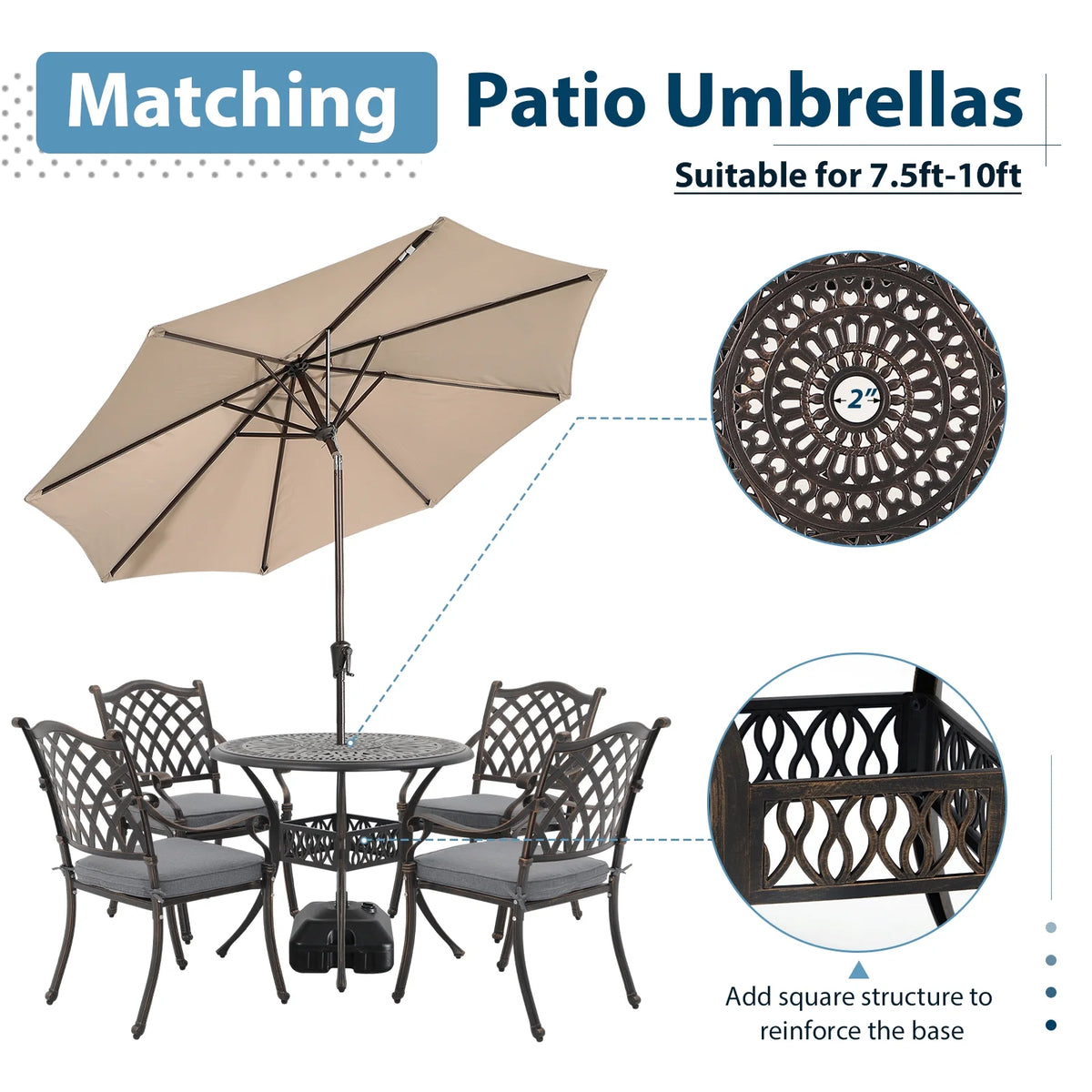 5 Piece Cast Aluminum Patio Dining Set J23685