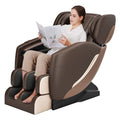 Khaki Full Body Zero Gravity Shiatsu Massage Chair with Back Heating and Foot Roller N3798