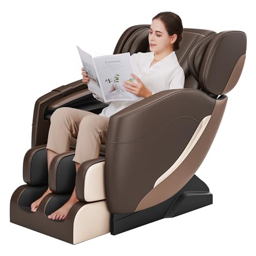 Khaki Full Body Zero Gravity Shiatsu Massage Chair with Back Heating and Foot Roller N3798