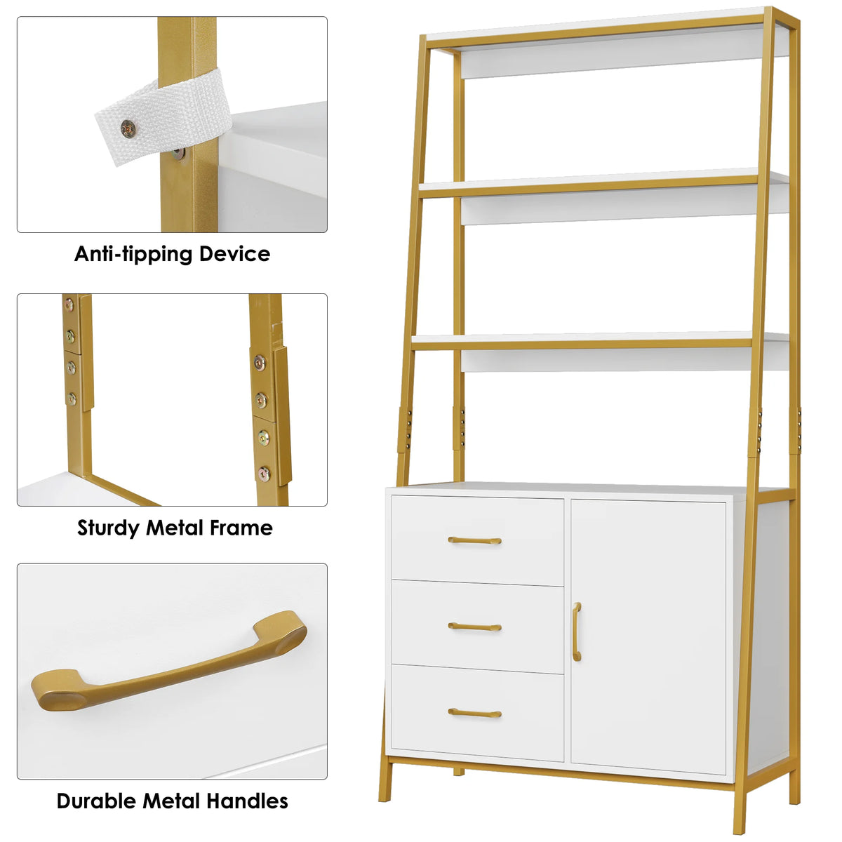 3 Tier Display Storage Shelves with 3 Drawers V9306
