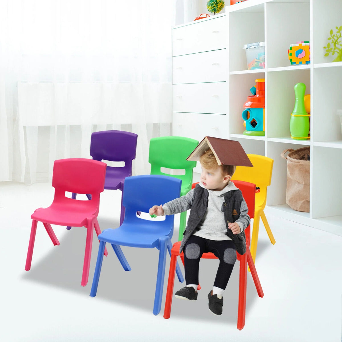 6 Pcs Kids Plastic Stackable Chairs N82049