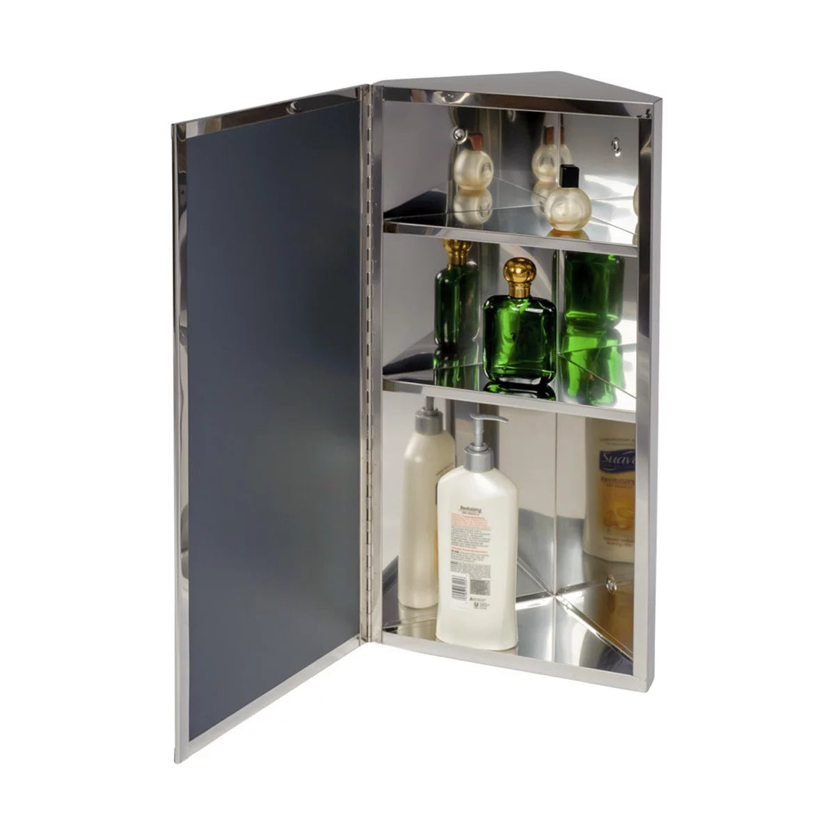 Stainless Steel Corner Medicine Cabinet with Mirror K4025