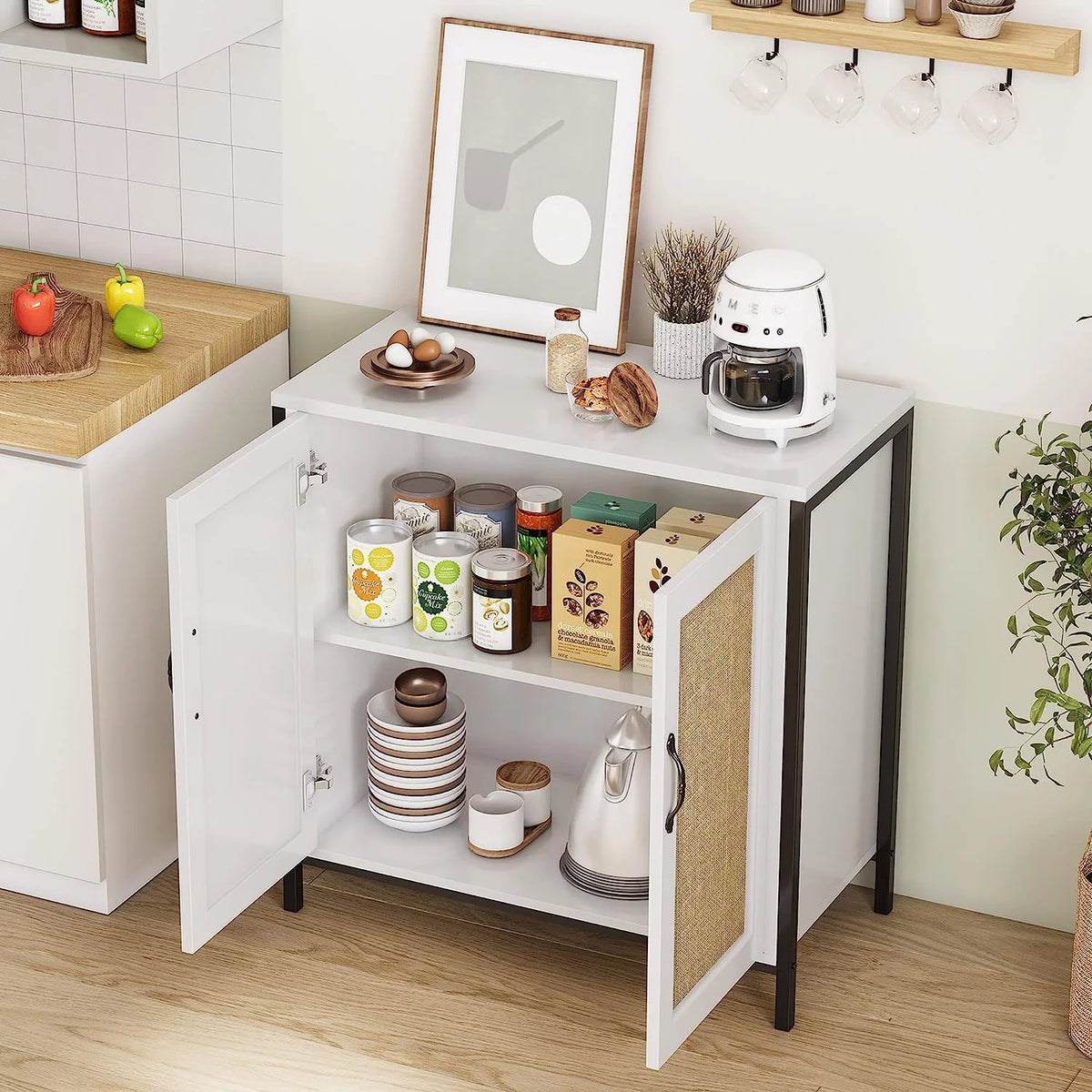 Rattan Cabinet with Doors and Shelves M4773