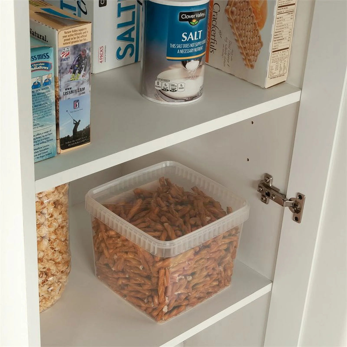 White Engineered Wood Single Door Pantry B5352