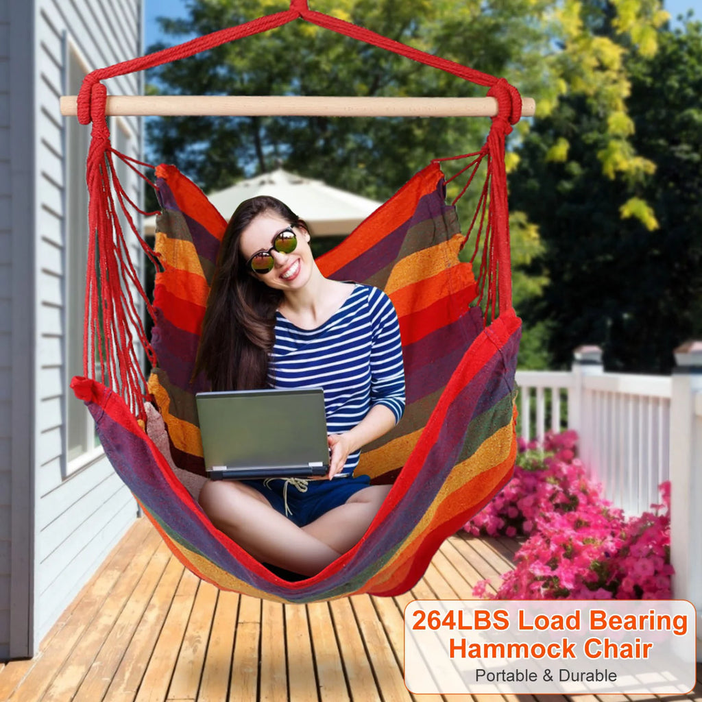Hanging Chair Canvas Porch Patio Swing Seat P847375