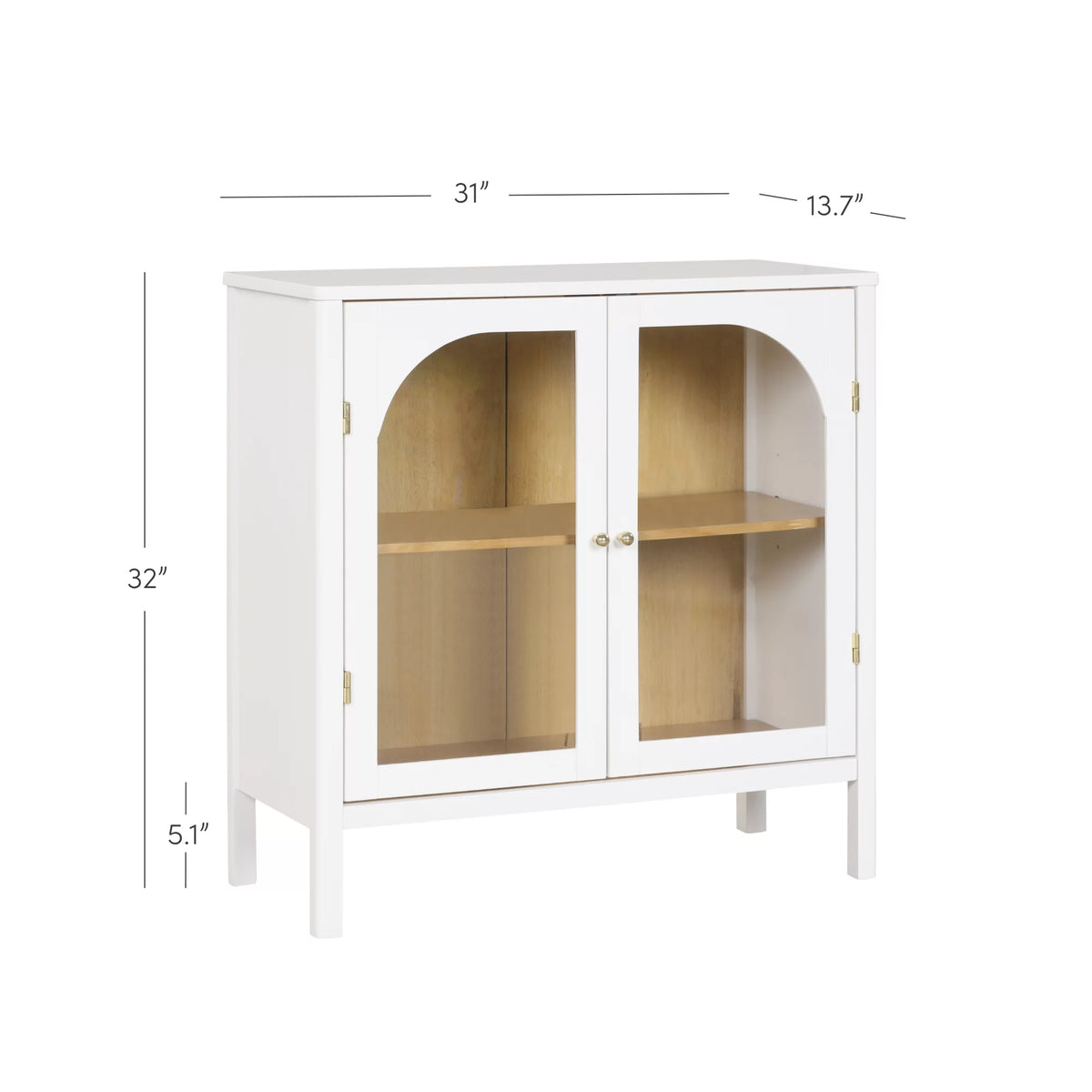 White Free Standing Sideboard Buffet with Glass Doors and Adjustable Shelf B81952