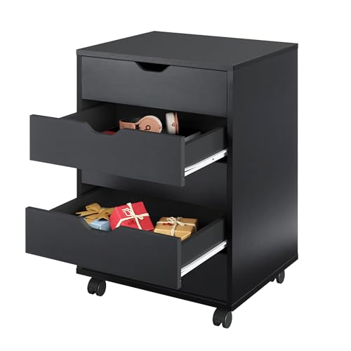 White 5 Drawer Wood Storage Cabinet with Wheels D6072
