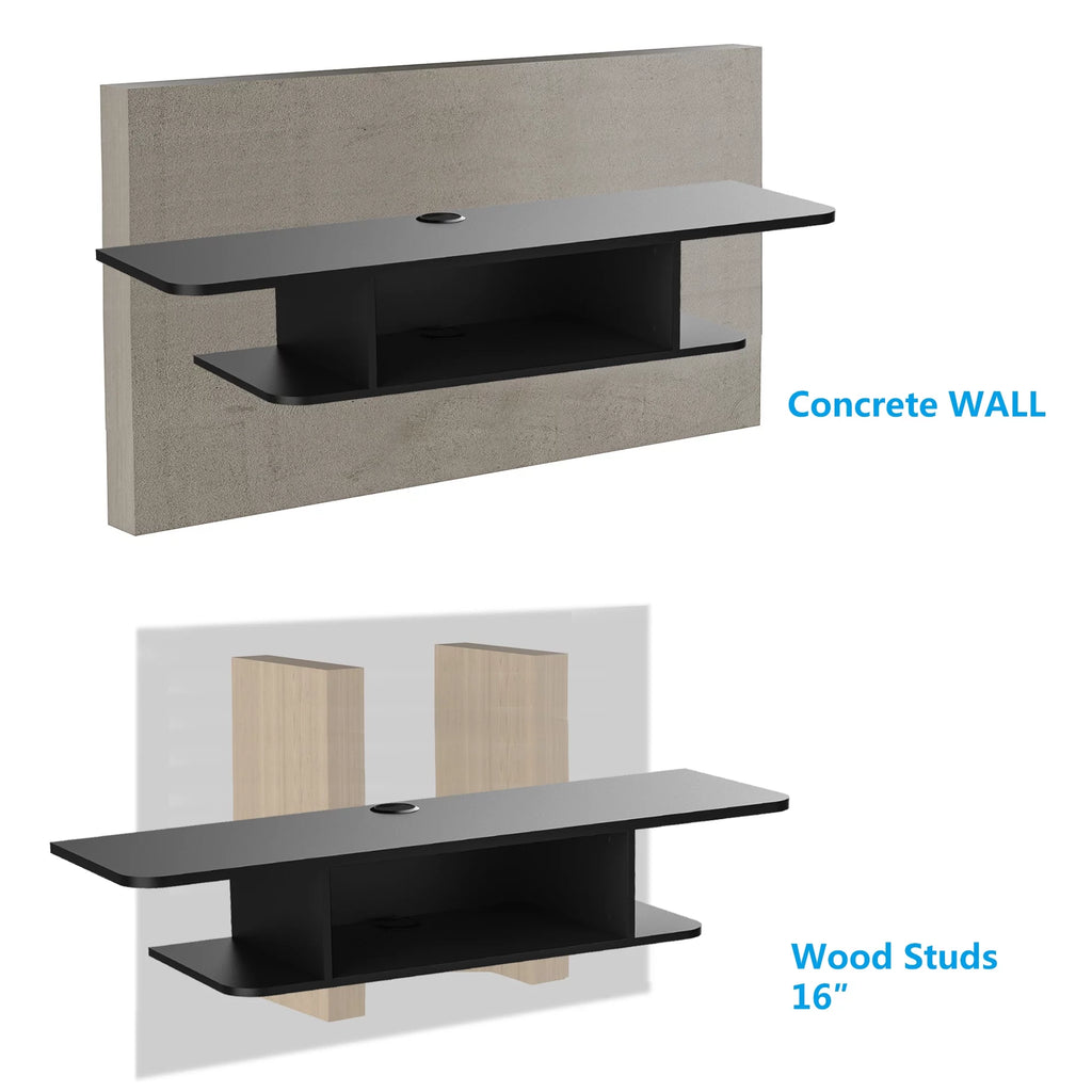 Black Wall Mounted Wood Media Console G108329