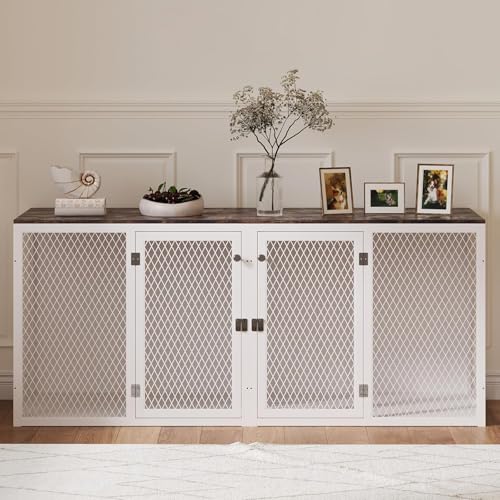 71 Inch Wooden Dog Crate Furniture with Divider D7098