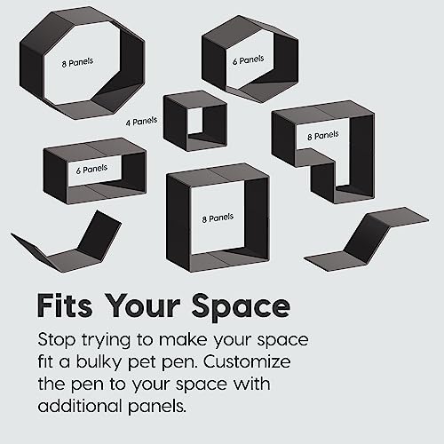 8-Panel 34" Dark Gray Dog Playpen with Door S505