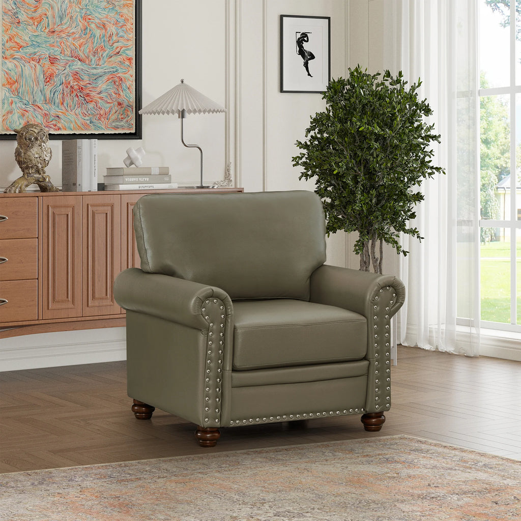 Grey Faux Leather Single Seat Sofa Chair P6888