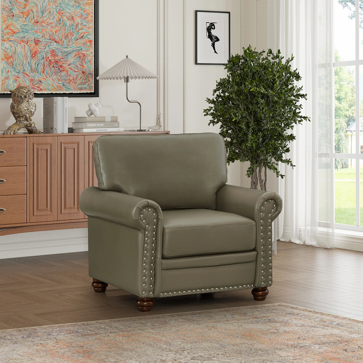 Grey Faux Leather Single Seat Sofa Chair P6888
