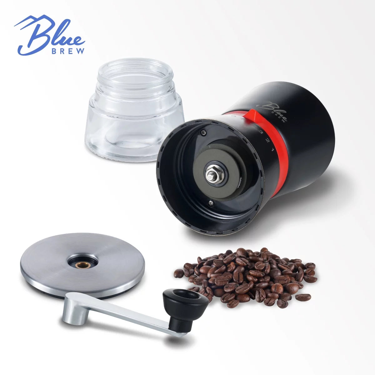 Manual Coffee Grinder with Conical Ceramic Burrs and 2 Airtight Glass Jars L8055