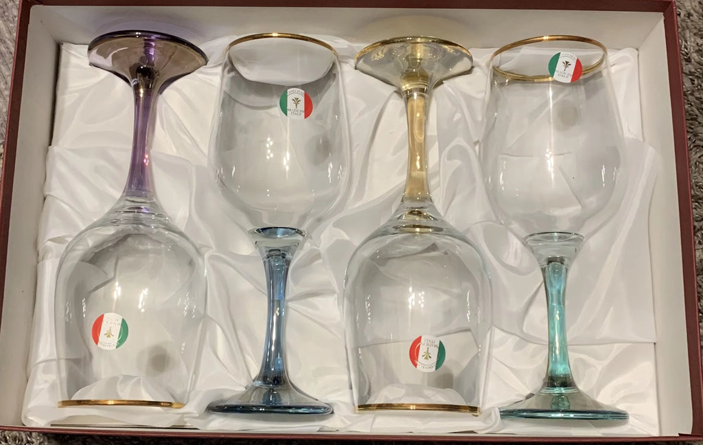 Multi Color Stem Wine Goblets Set of 4 T905679