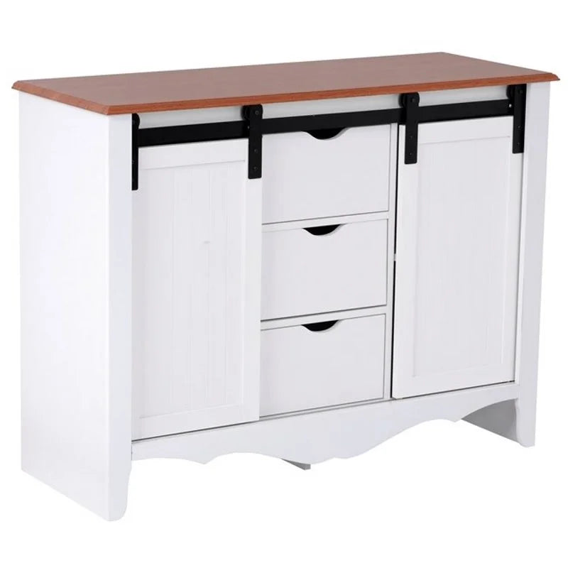 Countryside Barn Door Buffet with Two Sliding Barn Doors & Three Drawers E59091