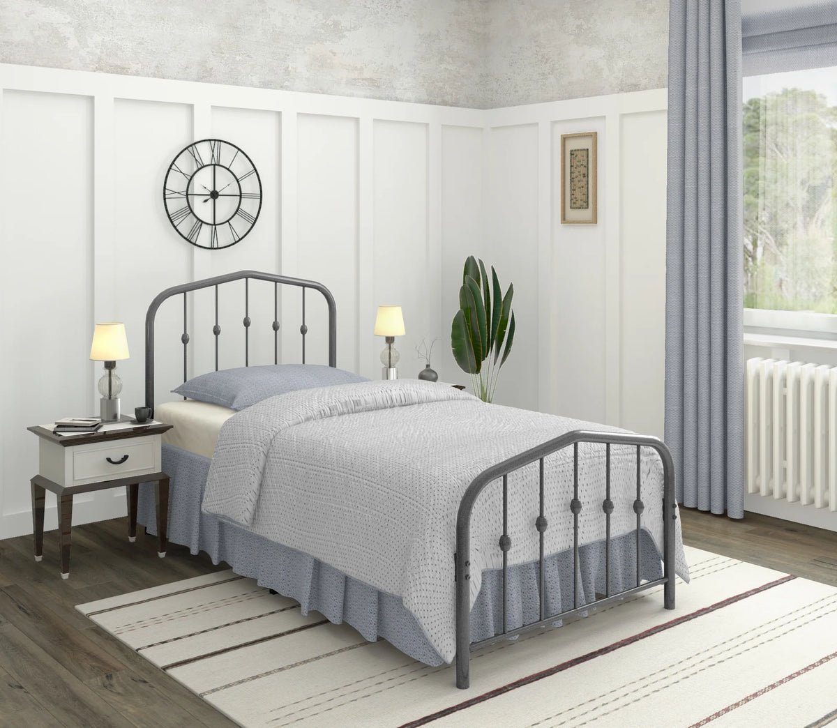 Twin Metal Bed Frame with Headboard and Footboard L930960