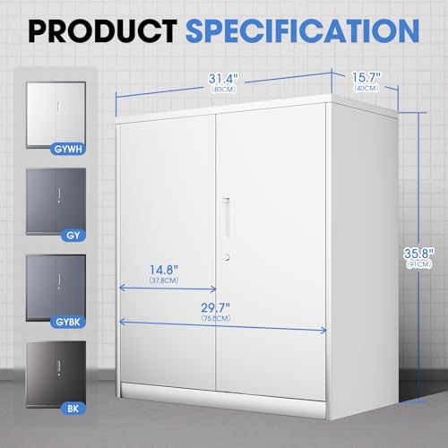 Metal Storage Cabinet with 2 Doors and 2 Adjustable Shelves K35755
