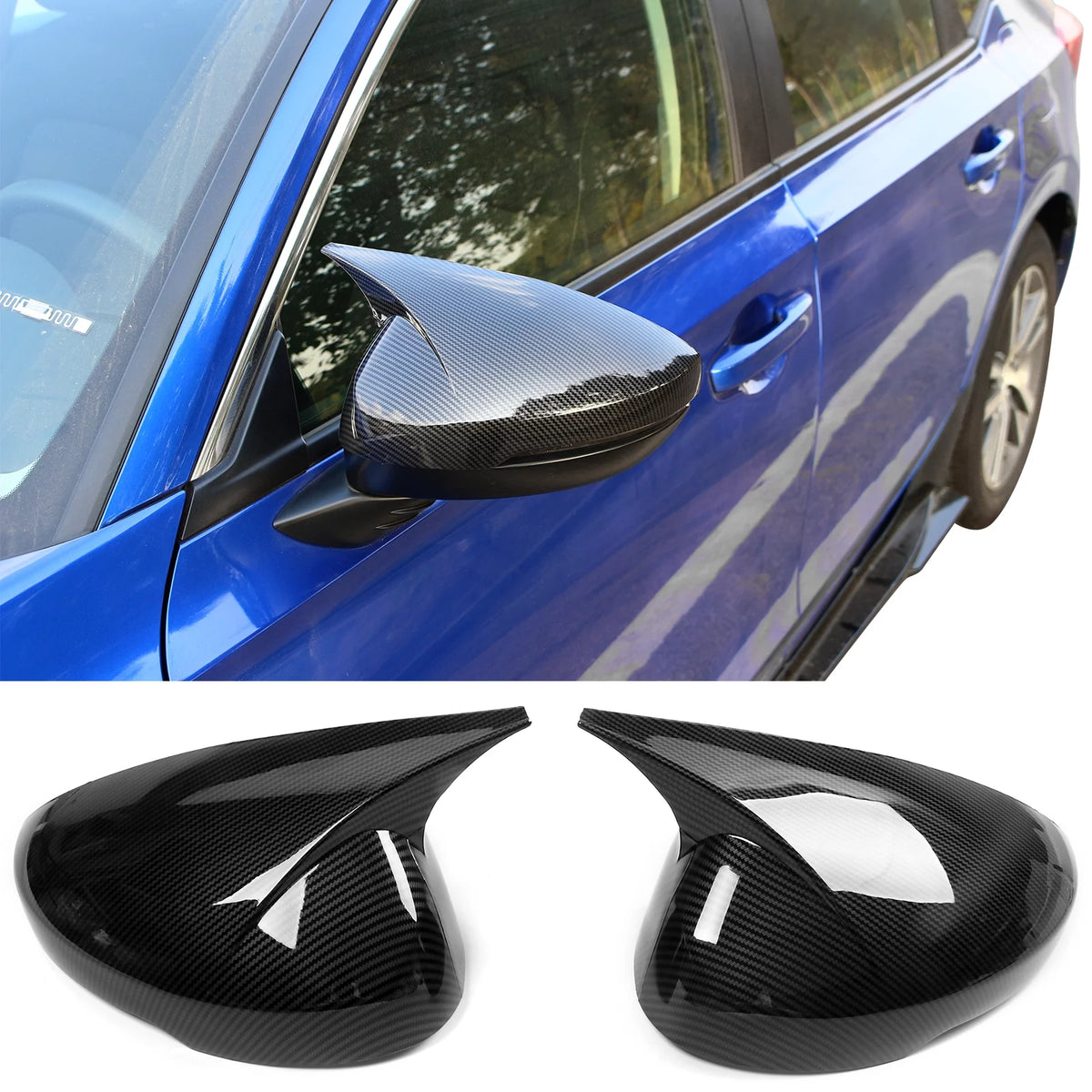 Carbon Fiber Print ABS Rear View Side Mirror Cover 2PCS B957036