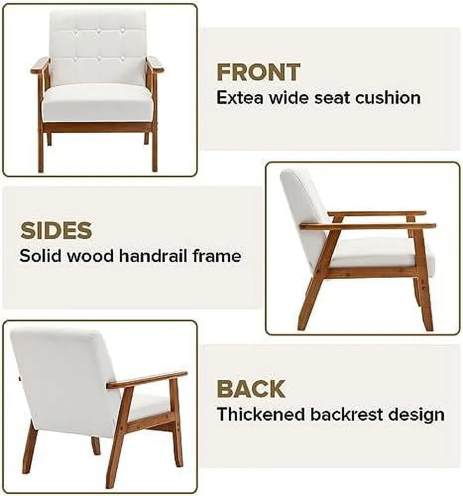 Mid Century Modern Linen Fabric Arm Chair Set of 2 E9825