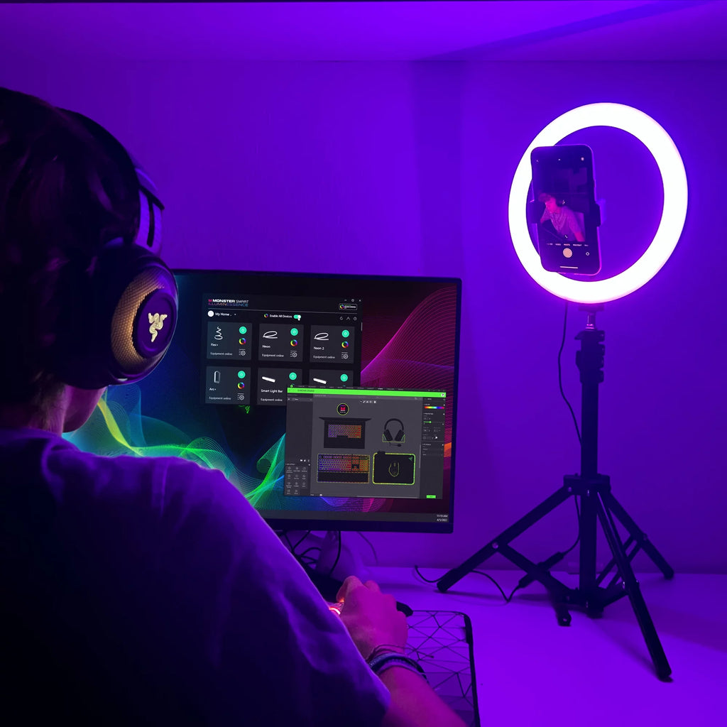 LED Ring Lamp and Vlogging Light Kit with Tripod Stand G482133