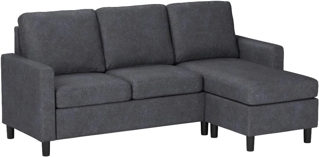 Dark Grey L-Shaped Convertible Sectional Sofa A2500