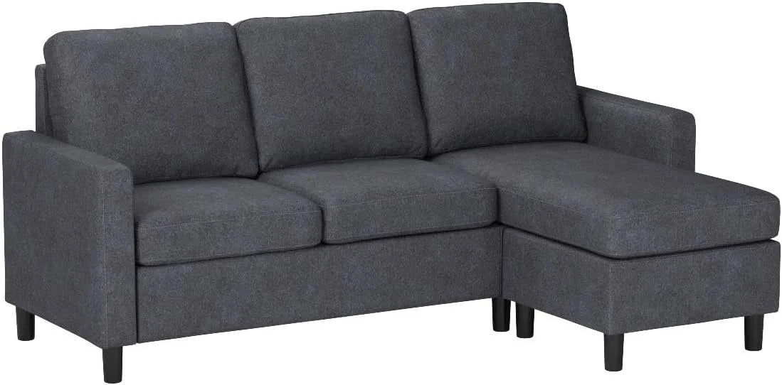 Dark Grey L-Shaped Convertible Sectional Sofa A2500