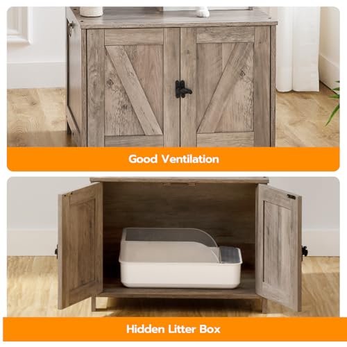 Wooden Cat Tree with Litter Box Enclosure Z954934