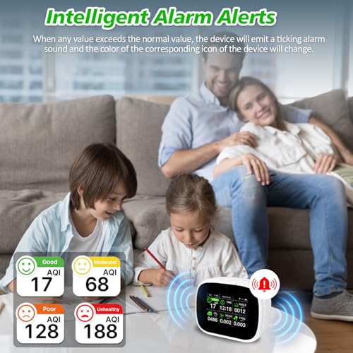 Smart Air Quality Monitor Indoor WiFi Detector with Temperature & Humidity S42846