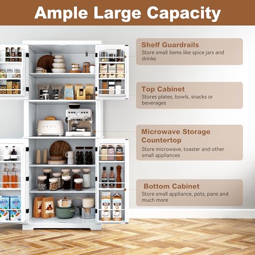 72" Kitchen Pantry Storage Cabinet with Doors and Shelves N97108