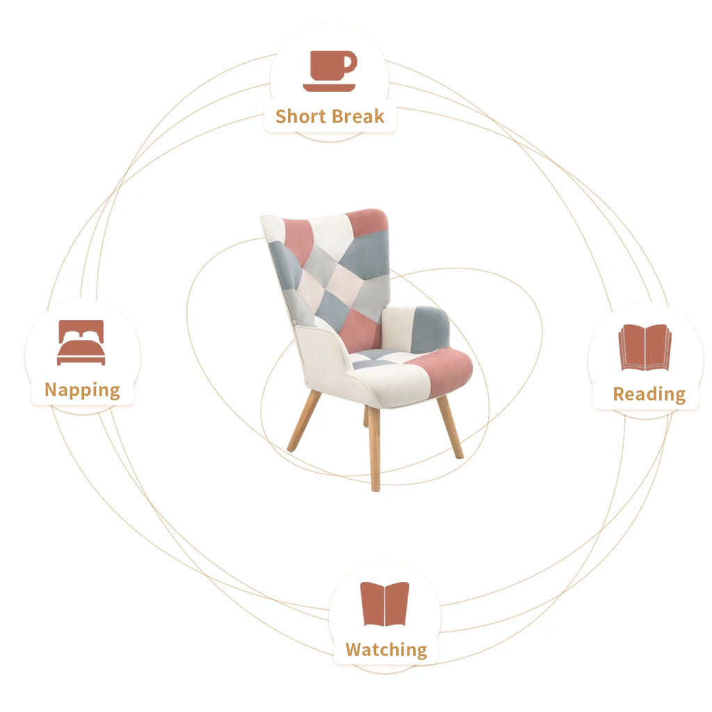 Pink Accent Chair with Ottoman P80357