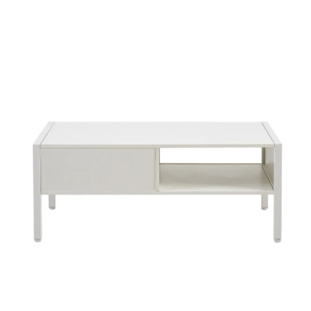 40.16" White Rattan Coffee Table with Storage J77938