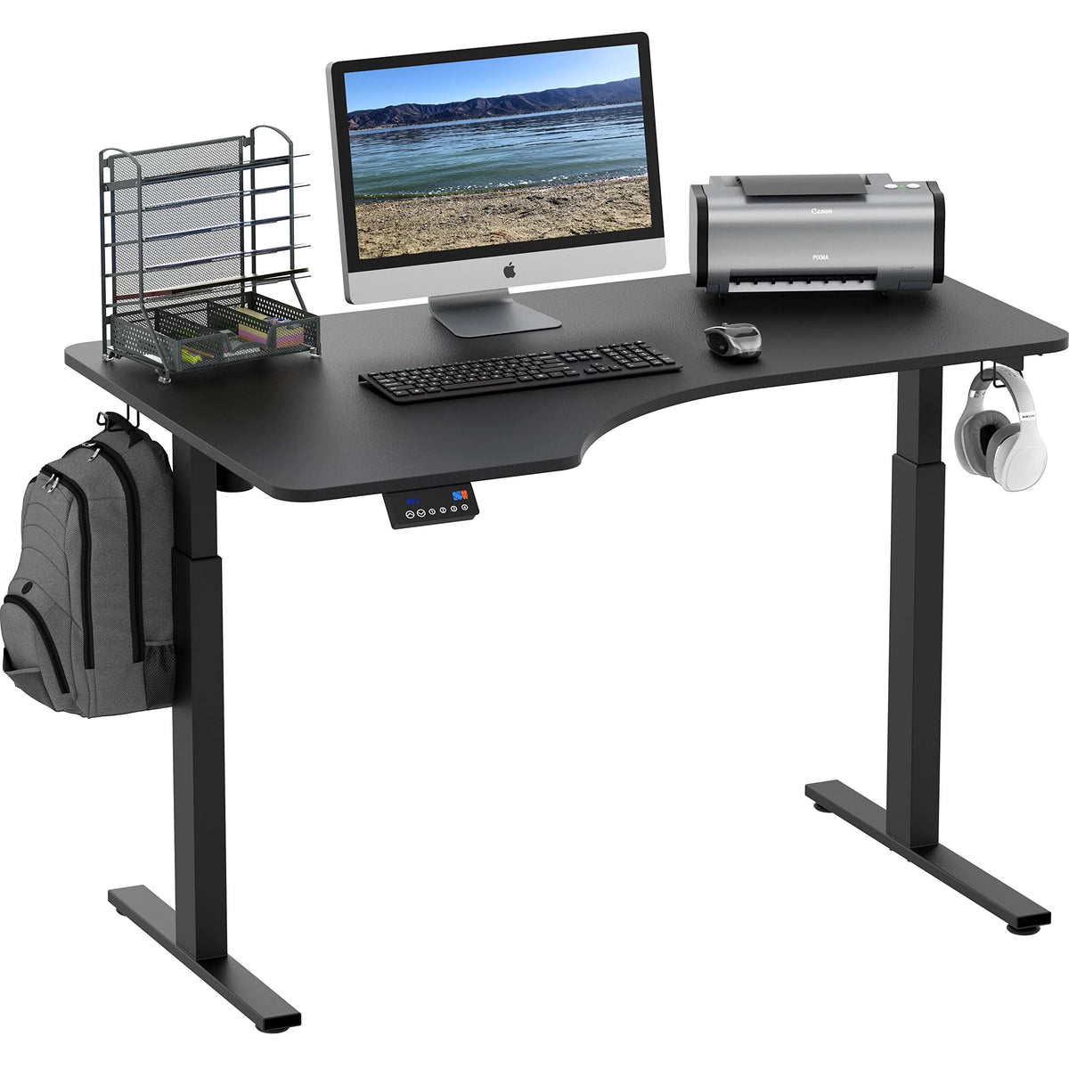 55-Inch L-Shaped Electric Height Adjustable Standing Desk, Black U2569
