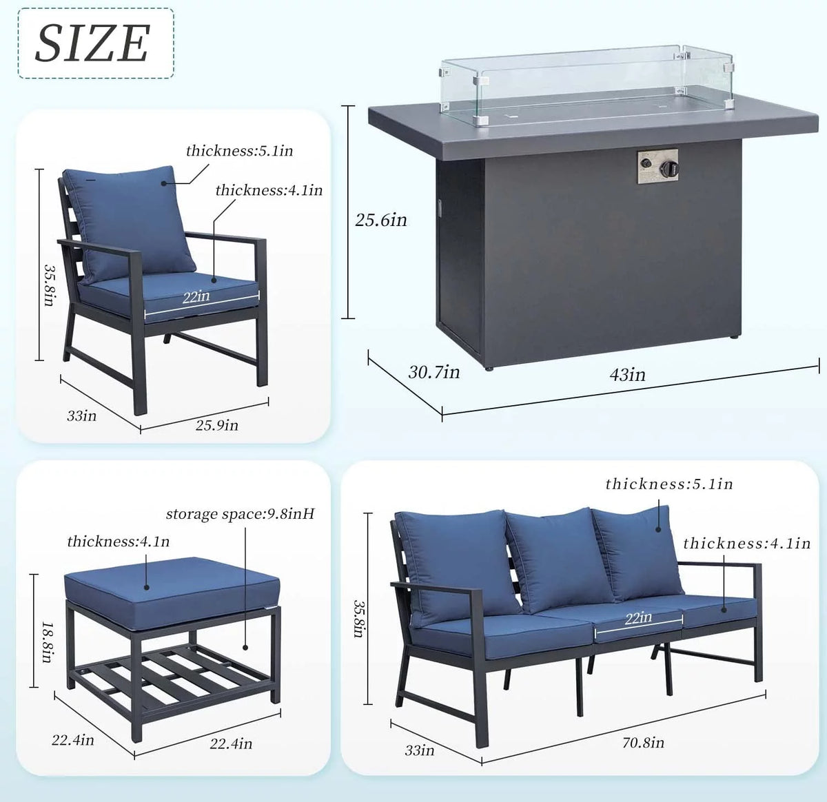 13 Pcs Aluminum Patio Furniture with Fire Pit M833341