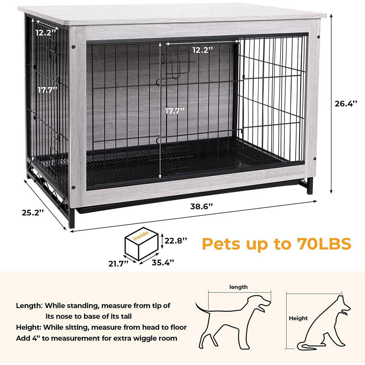 Wooden Dog Crate End Table D8894