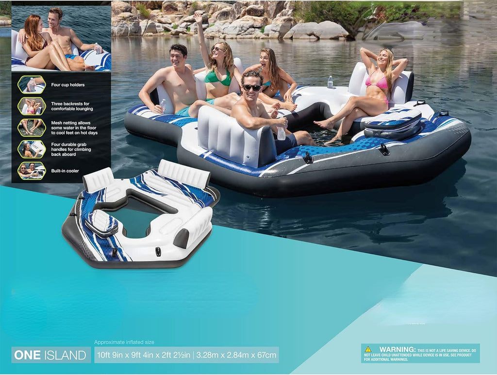 Inflatable 5 Person Raft with Backrests and Cooler D66537