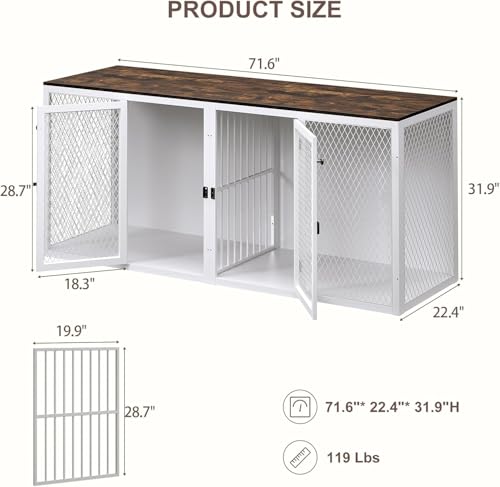 71 Inch Wooden Dog Crate Furniture with Divider D7098