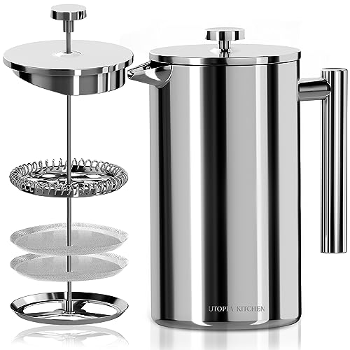 Stainless Steel French Press Coffee Maker 34 Oz O993