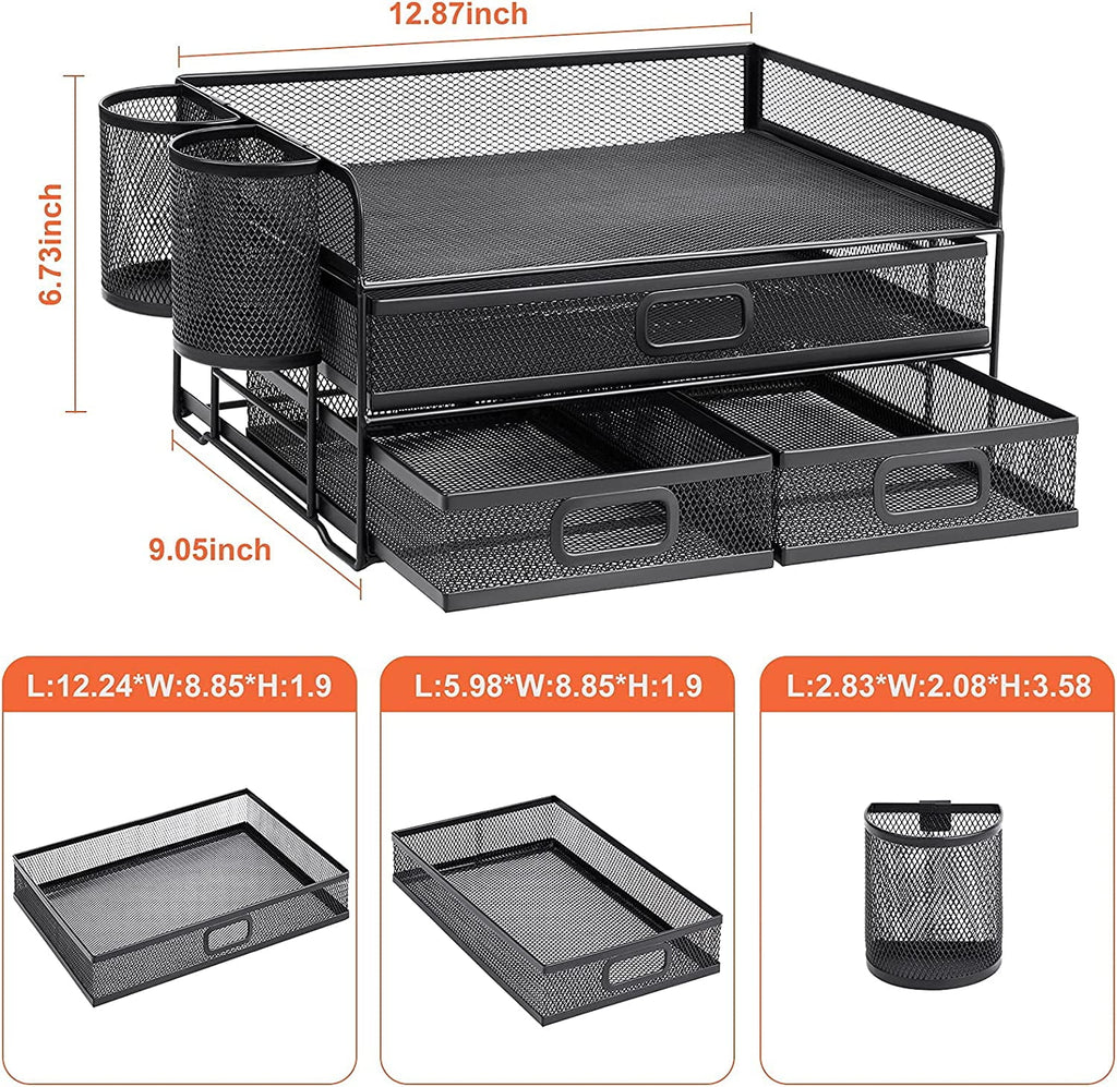 3 Tier Mesh Desk Organizer with Drawer M554836