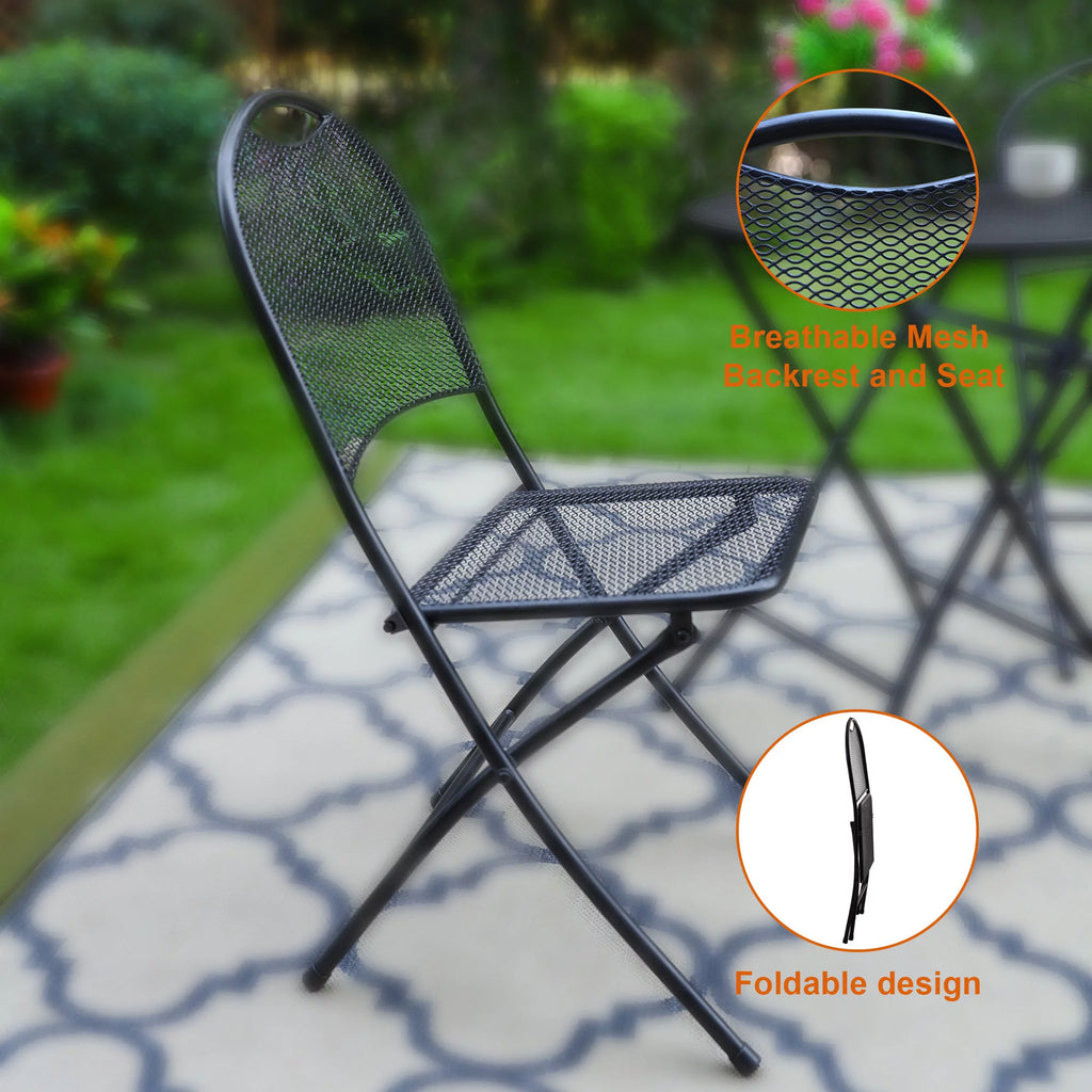 3 Pieces Metal Folding Bistro Set R745