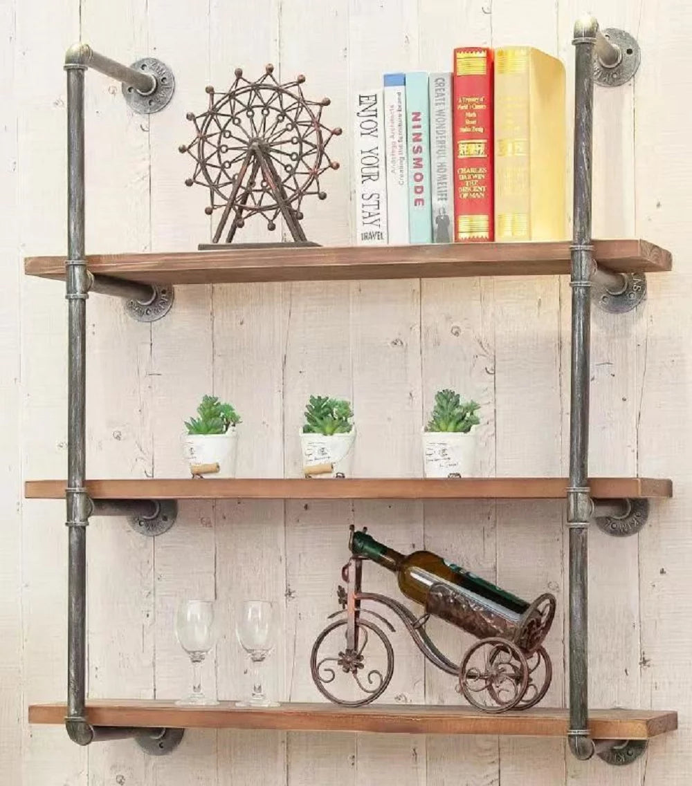 Wall Mounted Industrial Pipe Shelving 3 Tier Q834274