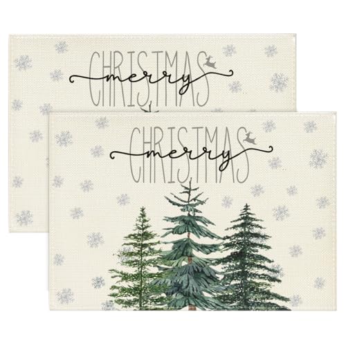Beige Pine Tree Snowflake Placemats Set of 4 H693399