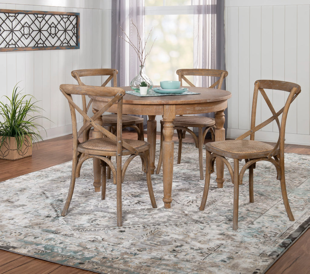 42" Round Rustic Dining Table with Turned Legs S1845