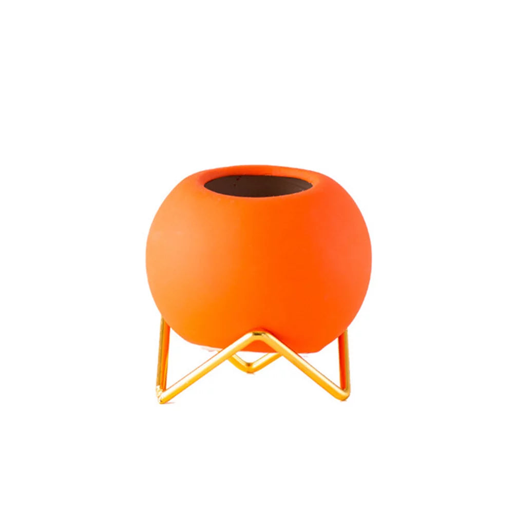 Ceramic Vase with Metal Frame 3.9x4.1in Z866025