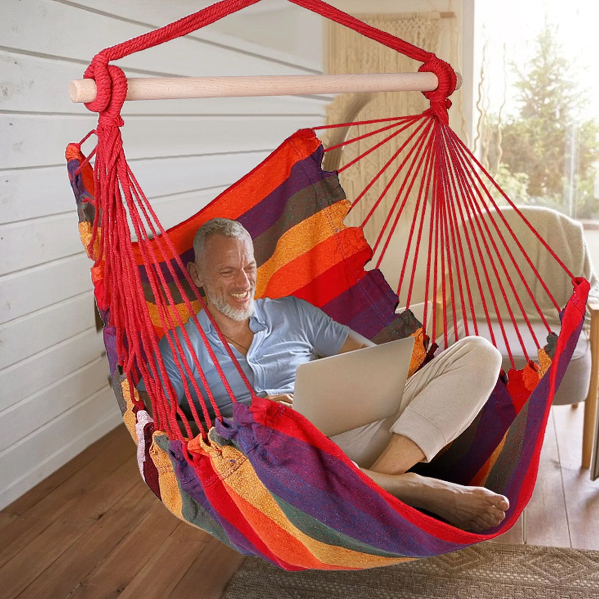 Hanging Chair Canvas Porch Patio Swing Seat P847375
