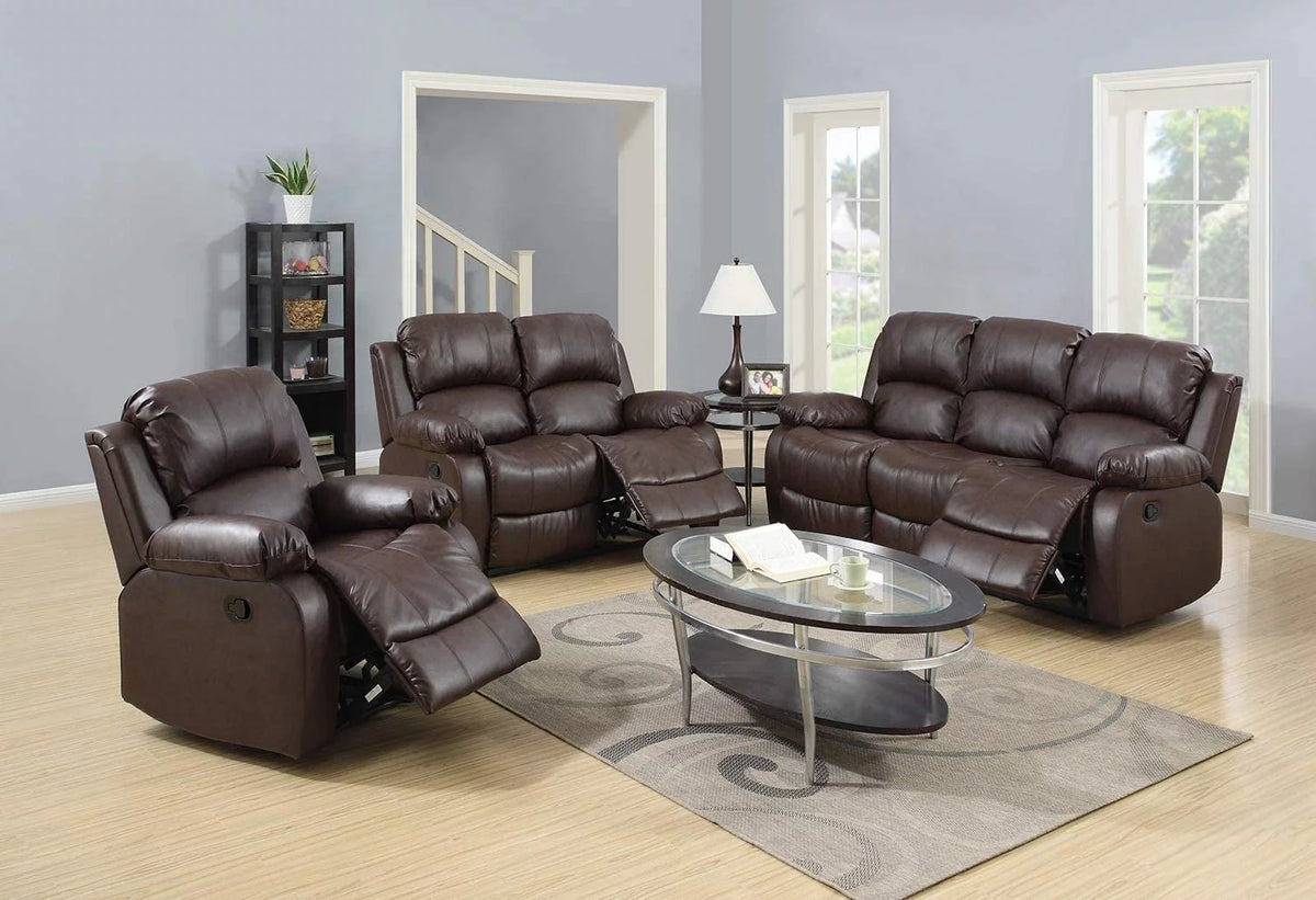 Brown Bonded Leather Recliner Sofa Y740