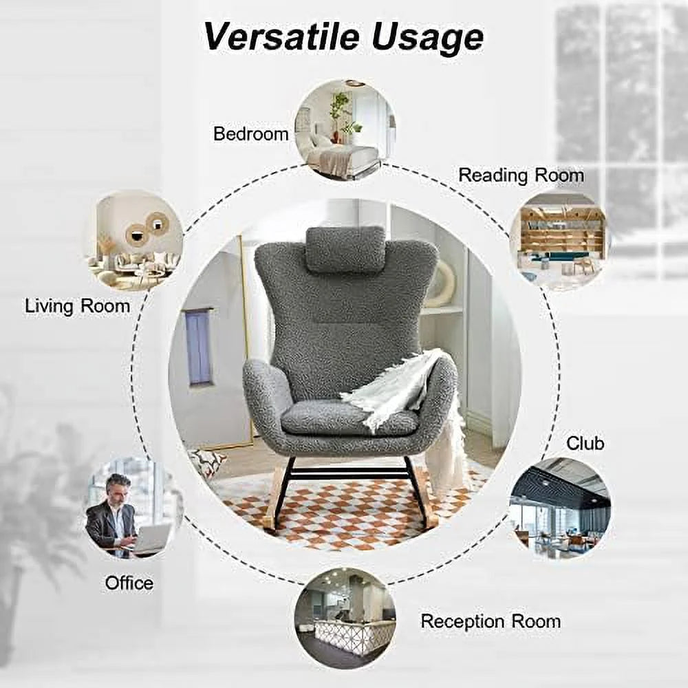 Beige Upholstered Rocking Chair with Padded Seat B93359