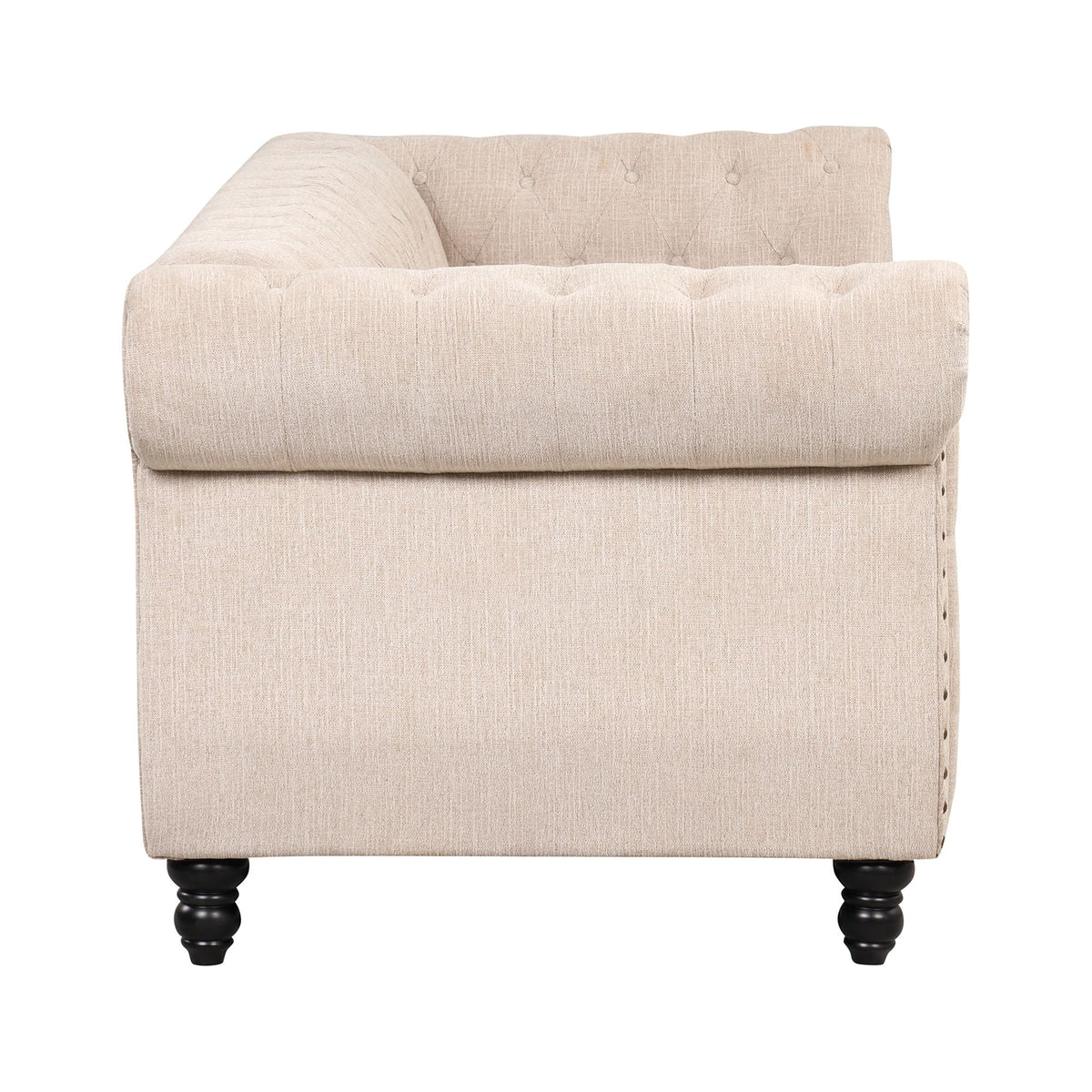 3 Seater Button Tufted Upholstered Sofa with Rolled Arms R51445
