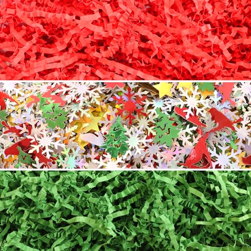 1LB Christmas Crinkle Cut Paper Basket Filler K2389