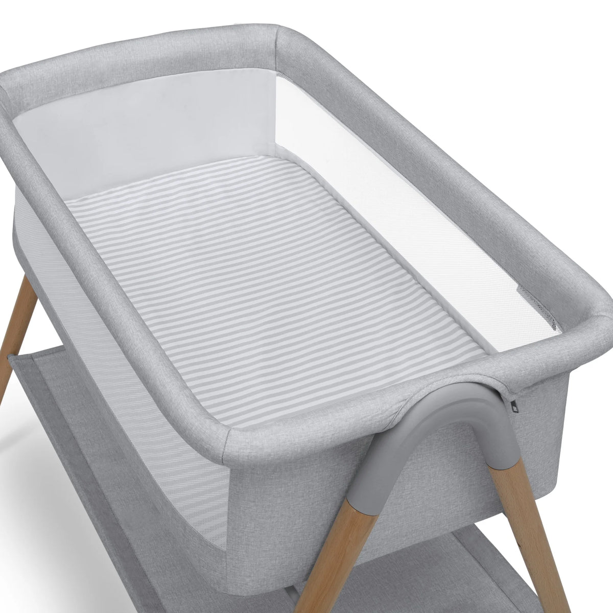 Grey Stripe Bassinet with Breathable Mesh U31761