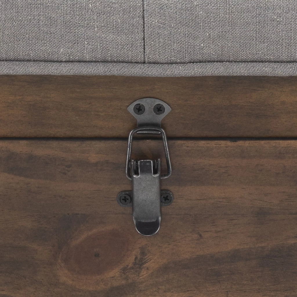 Grey Linen Storage Ottoman Y9385